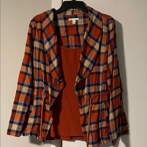 Cato Fall colors Rust and Blue Plaid Women's Blazer & Camisole.